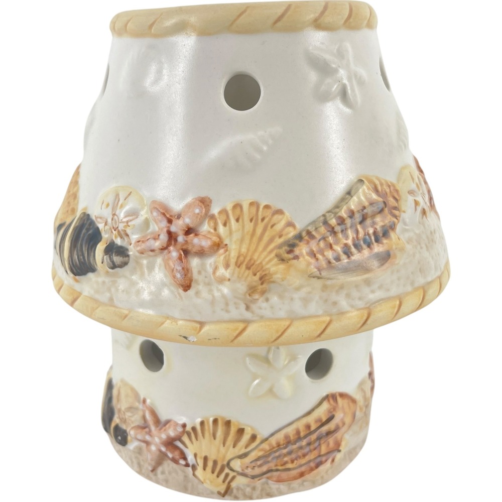 Waxcessories Coastal Seashell Ceramic Candle Shade and Jar Holder Set 2000 VTG
